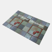 kerstdeuromat met Pinecones en Tiles Deurmat (Schuin)