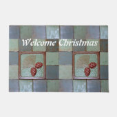 kerstdeuromat met Pinecones en Tiles Deurmat (Voorkant)