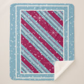 Kerstdiagonaal Blauw ID440 Sherpa Deken (Voorkant)