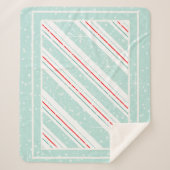Kerstdiagonaal Stripes Mint ID440 Sherpa Deken (Voorkant)