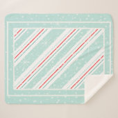 Kerstdiagonaal Stripes Mint ID440 Sherpa Deken (Voorkant (horizontaal))
