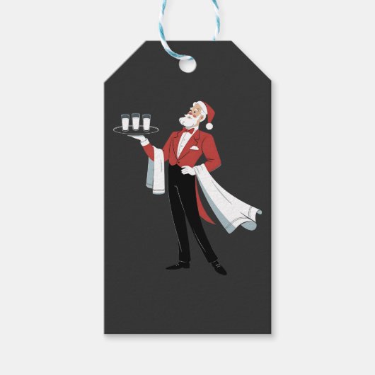 Kerstdienst serveerster Santa Server Kerstmis Cadeaulabel (Voorkant)