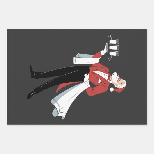 Kerstdienst serveerster Santa Server Kerstmis Inpakpapier Vel (Voorkant)