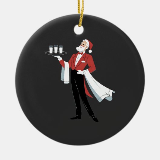 Kerstdienst serveerster Santa Server Kerstmis Keramisch Ornament (Voorkant)