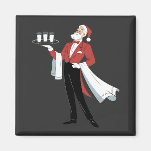 Kerstdienst Serveerster Santa Xmas Magneet