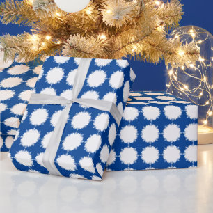 Kerstdiep blauw en wit cadeaupapier