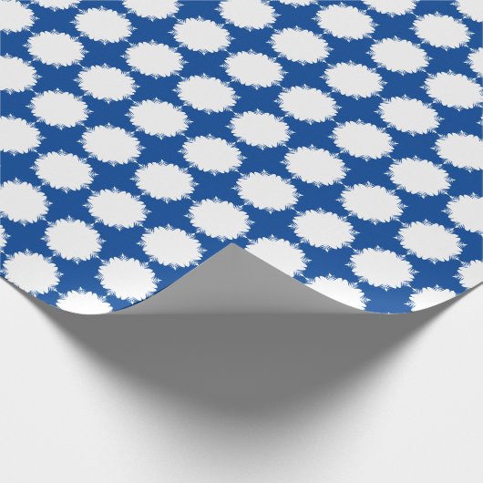 Kerstdiep blauw en wit cadeaupapier (Hoek)