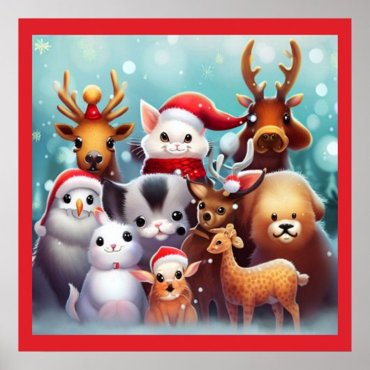 Kerstdieren 2 poster (Voorkant)
