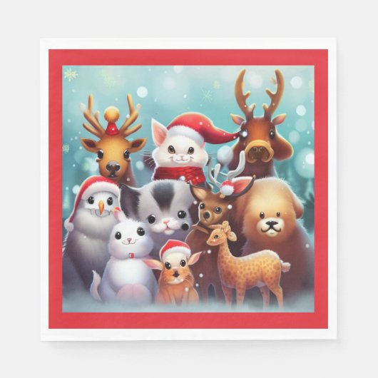 Kerstdieren 2 servet (Voorkant)