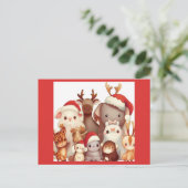 Kerstdieren 3 feestdagenkaart (Staand voorkant)
