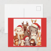 Kerstdieren 3 feestdagenkaart (Voorkant / Achterkant)