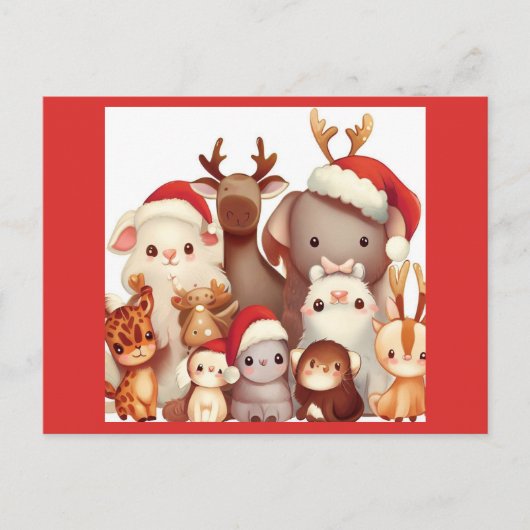 Kerstdieren 3 feestdagenkaart (Voorkant)