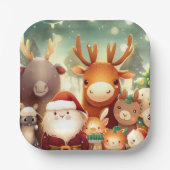 Kerstdieren 8 papieren bordje (Voorkant)