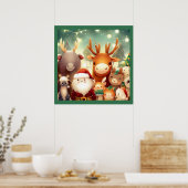 Kerstdieren 8 poster (Keuken)