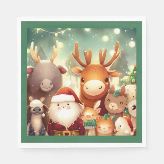 Kerstdieren 8 servet (Voorkant)