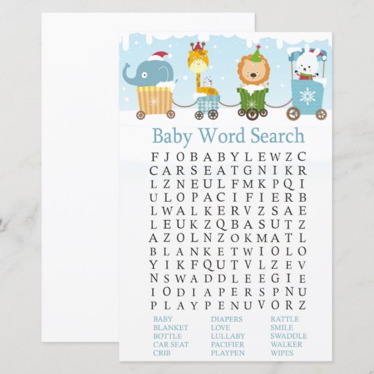 Kerstdieren Baby shower Word Search (Voorkant / Achterkant)