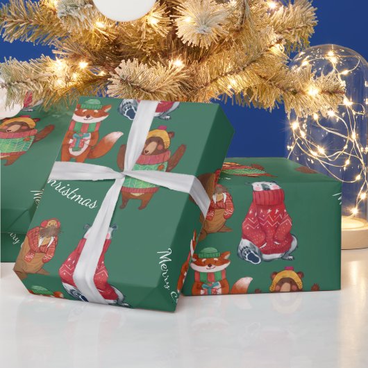 Kerstdieren Cadeaupapier (Feestdagen)