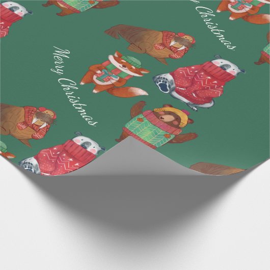 Kerstdieren Cadeaupapier (Hoek)