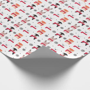 Kerstdieren, Deer, Polair Beer, pinguïn en vos Cadeaupapier