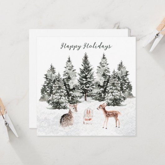 Kerstdieren dennenbos kaart (Voorkant / Achterkant in situ)