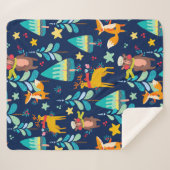 Kerstdieren en kerstbomen patroon sherpa deken (Voorkant (horizontaal))