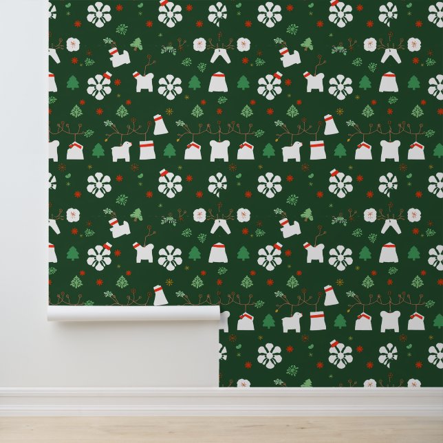 Kerstdieren en kousen patroon behang (Applicatie)