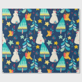 kerstdieren en symbolen patroon 2a cadeaupapier (Vlak)