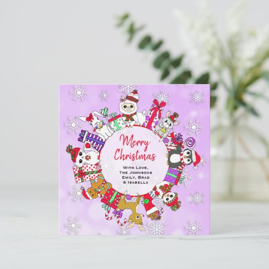 kerstdieren — Festive Custom Kaart (Staand voorkant)