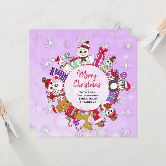 kerstdieren — Festive Custom Kaart (Voorkant / Achterkant in situ)