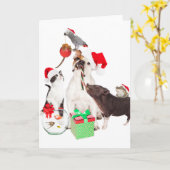 KERSTDIEREN GEVOUWEN KERST KAART (Gele Bloem)