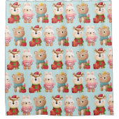 Kerstdieren in een feestpatroon douchegordijn (Voorkant)