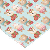 Kerstdieren in een feestpatroon korte tafelloper (Hoek)