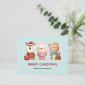 Kerstdieren in feestdagen Briefkaart (Staand voorkant)