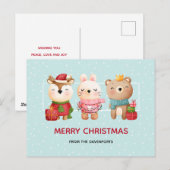 Kerstdieren in feestdagen Briefkaart (Voorkant / Achterkant)