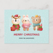 Kerstdieren in feestdagen Briefkaart (Voorkant)