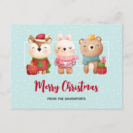 Kerstdieren in feestdagen Briefkaart (Voorkant)