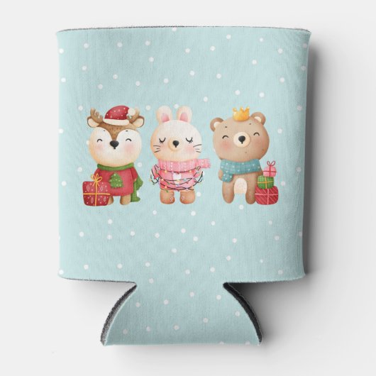 Kerstdieren in feestkleding blikjeskoeler (Voorkant)