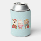 Kerstdieren in feestkleding blikjeskoeler (Blikje Achterkant)
