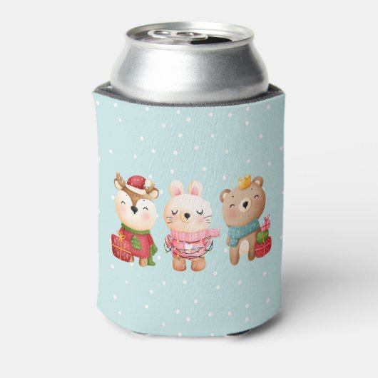 Kerstdieren in feestkleding blikjeskoeler (Blikje Achterkant)