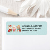 Kerstdieren in feestkleding etiket (Insitu)