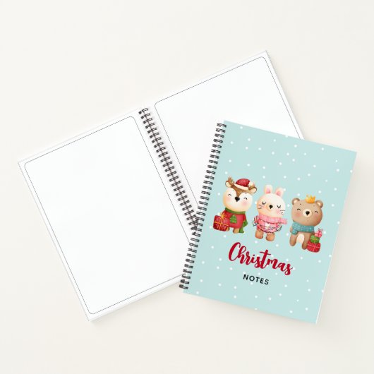 Kerstdieren in feestkleding notitieboek (Binnen)