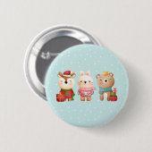 Kerstdieren in feestkleding ronde button 5,7 cm (Voorkant /achterkant)