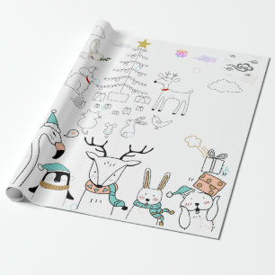 KERSTDIEREN IN HET BOS INKAPKADO PAPIER