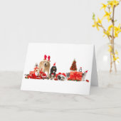 Kerstdieren in het Santa Hats Wenskaart Kaart (Gele Bloem)