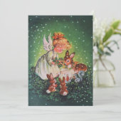 Kerstdieren:  kerstmeisjes feestdagenkaart (Staand voorkant)