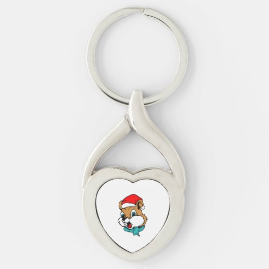 Kerstdieren Kerstmis — kerstmop Santa Sleutelhanger (Voorkant)
