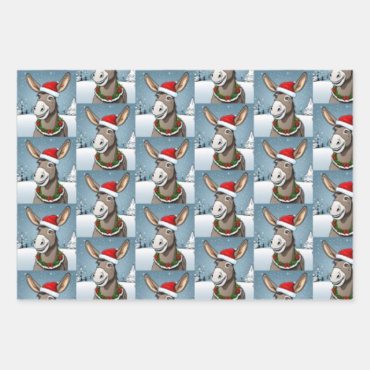 Kerstdieren, Leeuw, Polar Beer & Ezel Inpakpapier Vel (Voorkant 3)