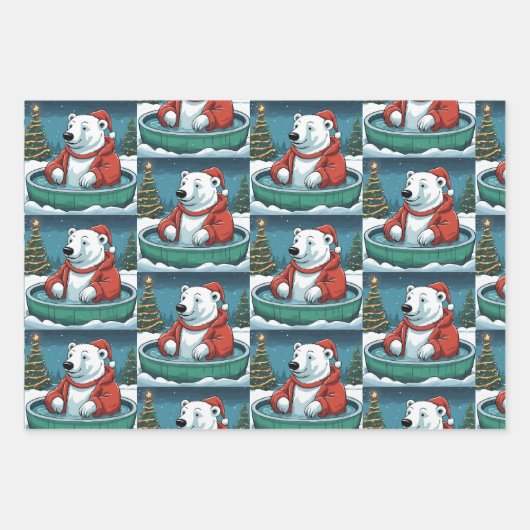 Kerstdieren, Leeuw, Polar Beer & Ezel Inpakpapier Vel (Voorkant 2)