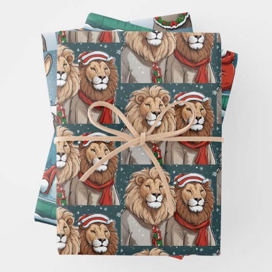 Kerstdieren, Leeuw, Polar Beer & Ezel Inpakpapier Vel (In situ)