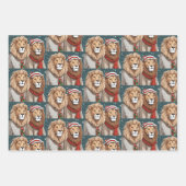 Kerstdieren, Leeuw, Polar Beer & Ezel Inpakpapier Vel (Voorkant)